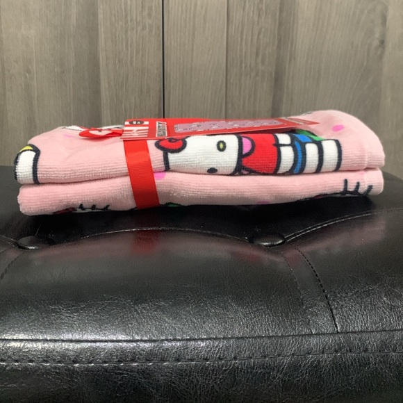 New Hello Kitty Pink Back To School Set Of 2 Hand Towels Towel With Tag & Bow - Picture 10 of 10